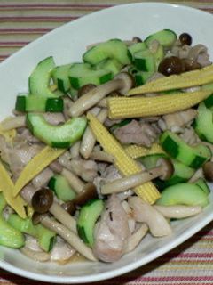 キュウリと鶏もも肉の生姜風味炒めもの-レシピのメイン写真
