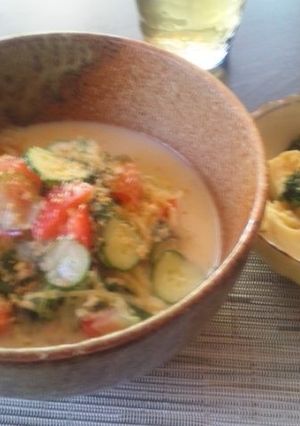 豆乳の冷製スープdeそうめんかぼちゃ-レシピのメイン写真