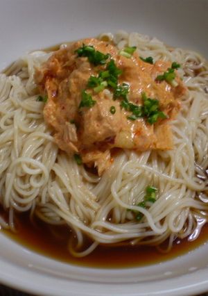 食欲がない時　ツナキムチマヨネーズで素麺-レシピのメイン写真