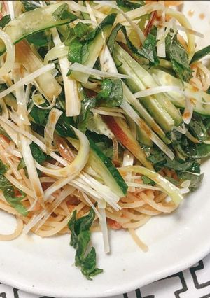 野菜たっぷり！明太子の冷製パスタ-レシピのメイン写真