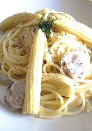 ホタテとヤングコーンのクリームパスタ-レシピのメイン写真