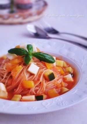 お手軽♪トマトジュースの冷製パスタ-レシピのメイン写真