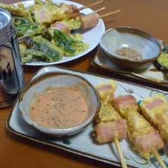 รูปของ ソーセージとチーズのイタリアン串天