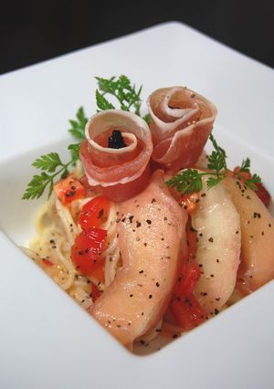 桃と生ハムの冷製パスタ♪-レシピのメイン写真