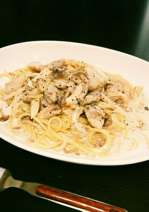 ランチに♪チキンときのこのクリームパスタ-レシピのメイン写真