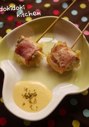 ベーコン巻きしいたけ天♡チーズソース-レシピのメイン写真