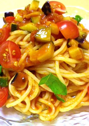 夏野菜の冷製トマトスパゲッティー-レシピのメイン写真