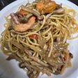 ぅんまぃ!海老とゲソのアヒージョパスタ