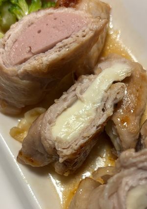 豚薄切り肉のチーズ巻き＆ソーセージ巻き-レシピのメイン写真