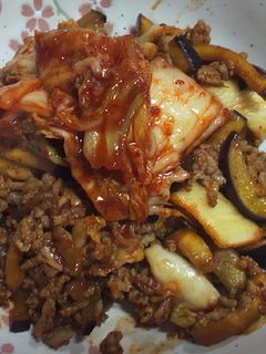 茄子の挽き肉ピリ辛キムチ炒め-レシピのメイン写真