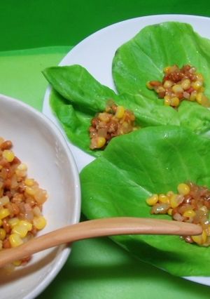 簡単おつまみ＊納豆のサラダ菜包み-レシピのメイン写真