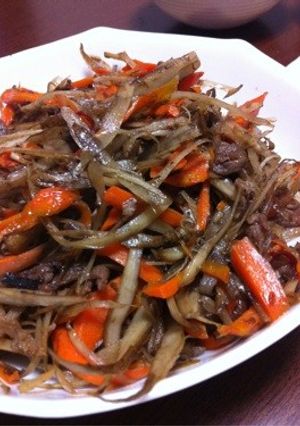牛肉入り♪きんぴらごぼう-レシピのメイン写真