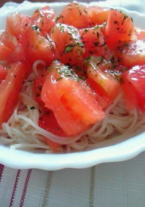 そうめんで冷たいﾄﾏﾄのｶｯﾍﾟﾘｰﾆ風-レシピのメイン写真
