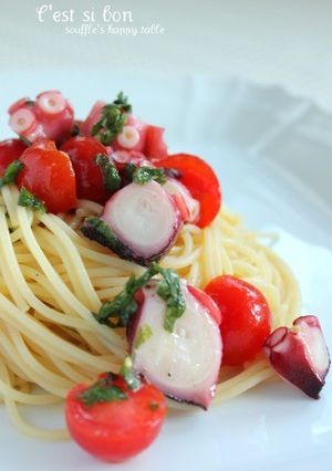 たことトマトと青じその冷製パスタ-レシピのメイン写真