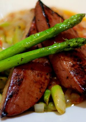 スモーク鴨とアスパラのソテー夏野菜ソース-レシピのメイン写真