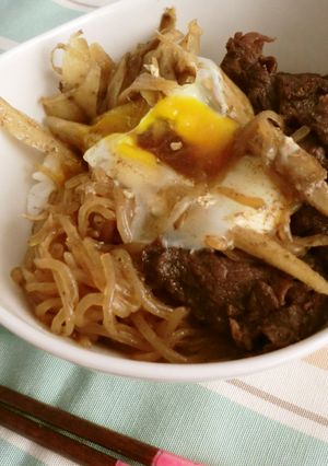 牛肉とごぼうの柳川丼-レシピのメイン写真