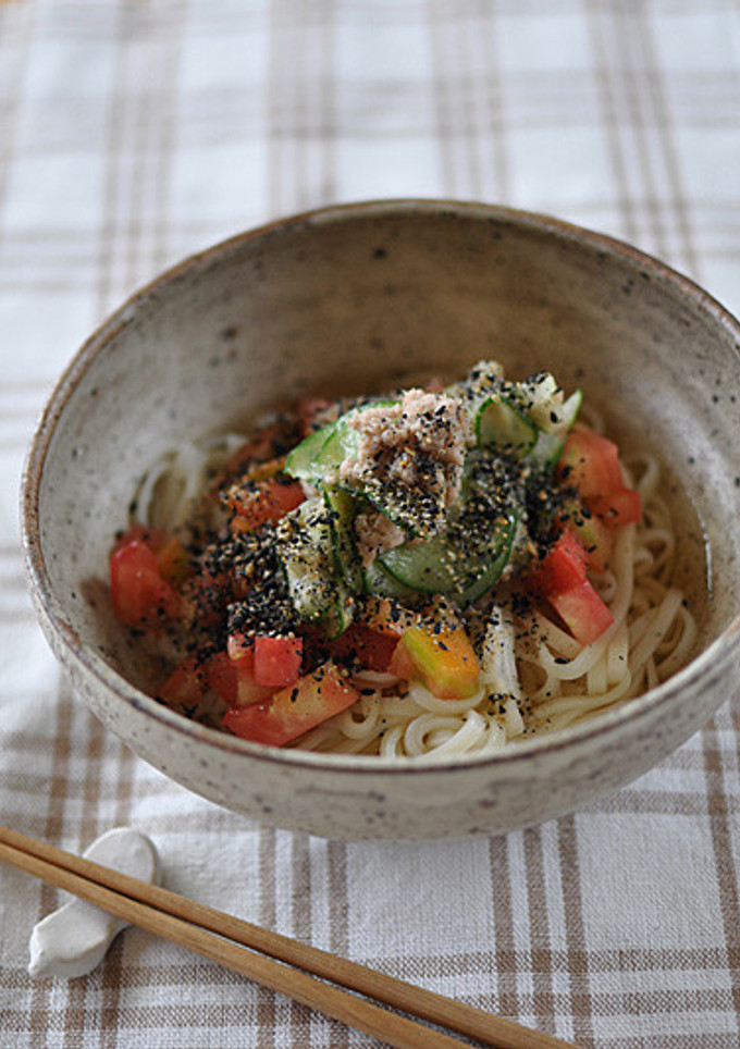 トマトときゅうりの酢の物のっけうどん-レシピのメイン写真