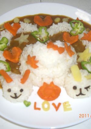 うさLOVEウェディングケーキ風カレー-レシピのメイン写真