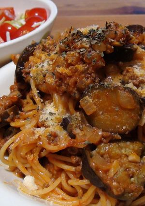 茄子とにんにくの☆Wチーズミートパスタ-レシピのメイン写真
