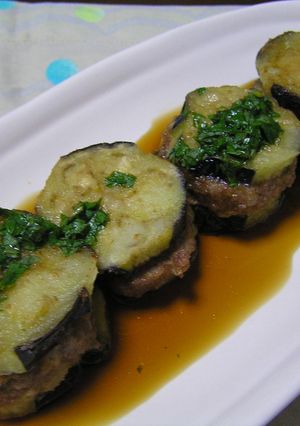 ナスの挽肉はさみ揚げ☆大葉ポン酢で♫-レシピのメイン写真