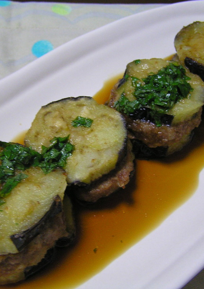 ナスの挽肉はさみ揚げ☆大葉ポン酢で♫-レシピのメイン写真