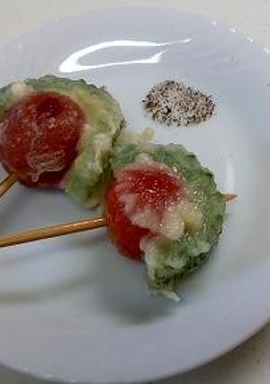 ゴーヤとミニトマトの串天-レシピのメイン写真