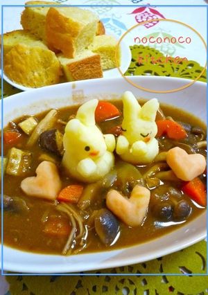 マッシュポテトらぶらぶうさぎ＊デコカレー-レシピのメイン写真