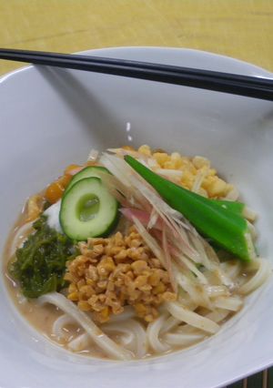 夏だからネバネバ！冷たい胡麻ダレうどん！-レシピのメイン写真
