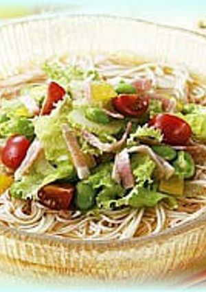 夏野菜サラダのぶっかけそうめん-レシピのメイン写真