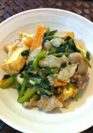 豚肉と小松菜・厚揚げの味噌炒め-レシピのメイン写真