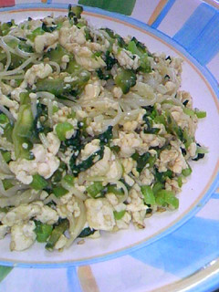 ゴーヤ・豆腐・小松菜の素麺チャンプルー-レシピのメイン写真