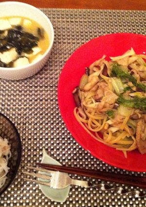 チキンと野菜のパスタ　しょうゆ味-レシピのメイン写真