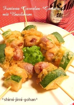 バジル香る♪夏野菜と海老のイタリアン串天-レシピのメイン写真