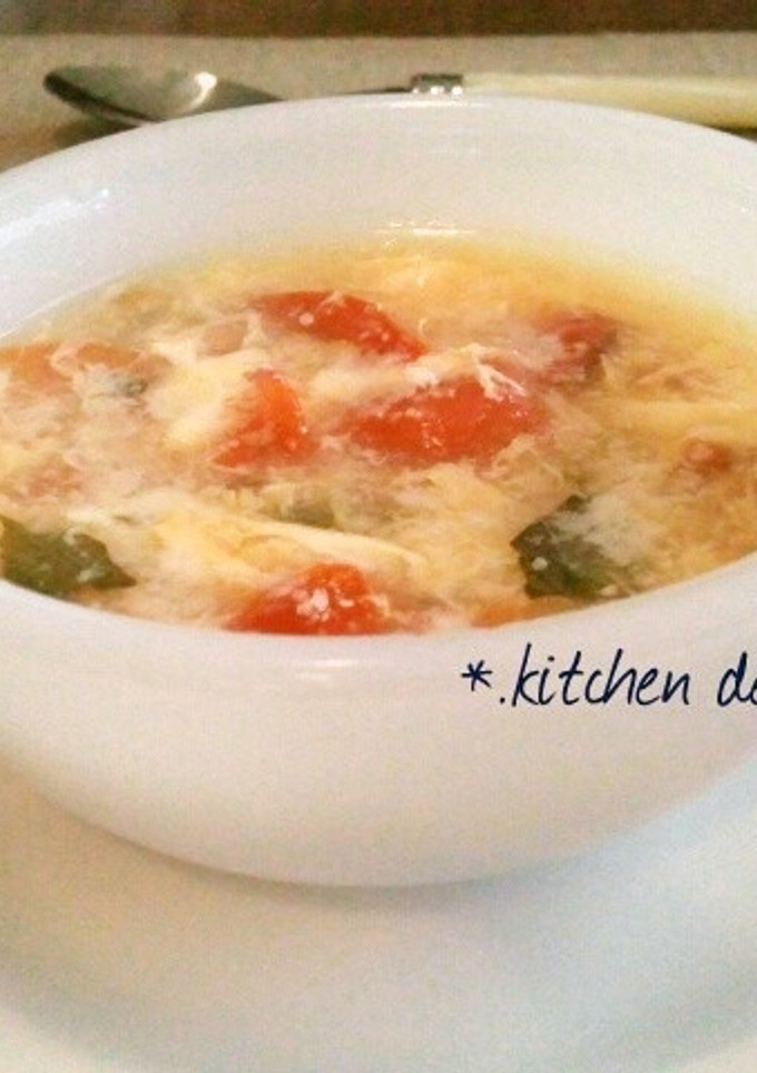 簡単ふわとろ♡たまごとトマトのスープ-レシピのメイン写真