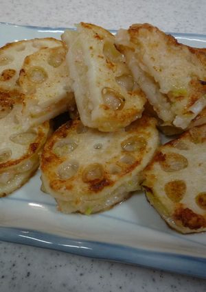 海老のたたきのレンコンはさみ焼き-レシピのメイン写真