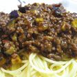 トマトと茄子のミートソースパスタ