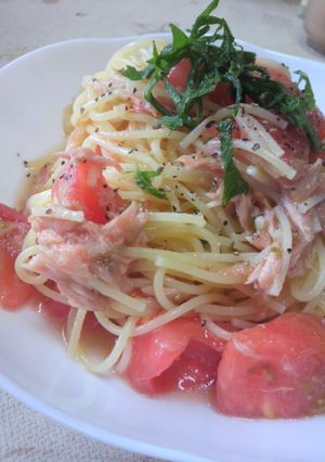 昆布茶で簡単！トマトとツナの冷製パスタ-レシピのメイン写真