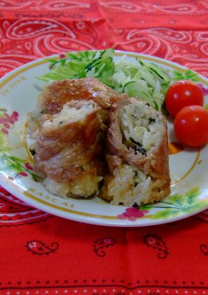 カマンベールin 肉巻きおにぎり-レシピのメイン写真