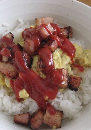 ベーコンと卵の白だし丼-レシピのメイン写真