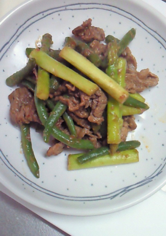 アスパラといんげんの簡単牛肉炒め-レシピのメイン写真
