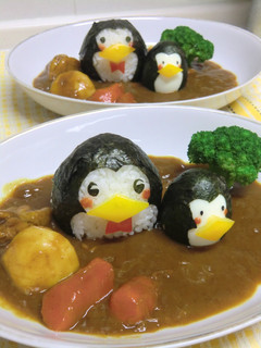 ペンギンさんの親子☆デコカレー-レシピのメイン写真