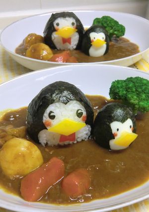 ペンギンさんの親子☆デコカレー-レシピのメイン写真