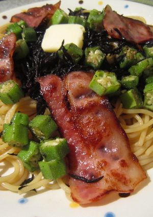 ひじき・オクラ・ベーコンの和風パスタ-レシピのメイン写真
