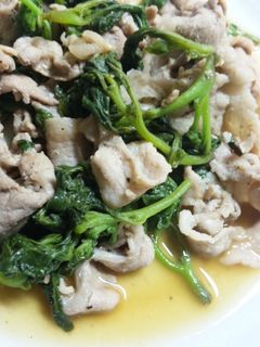 つるむらさきと豚肉のサッパリ♪ポン酢炒め-レシピのメイン写真