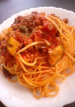 ナスとトマトのミートソーススパゲッティ-レシピのメイン写真