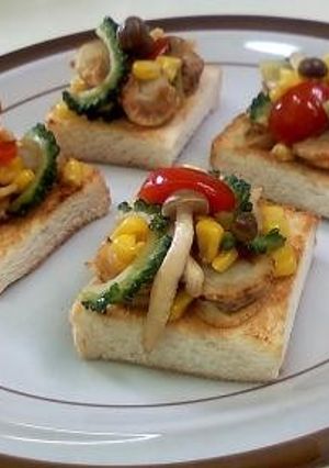 ホタテと夏野菜のガーリックバター醤油パン-レシピのメイン写真