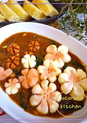 マッシュポテトで♪お花デコカレー♪-レシピのメイン写真