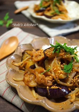 *なすと豚肉のピリ辛味噌ダレ丼*-レシピのメイン写真