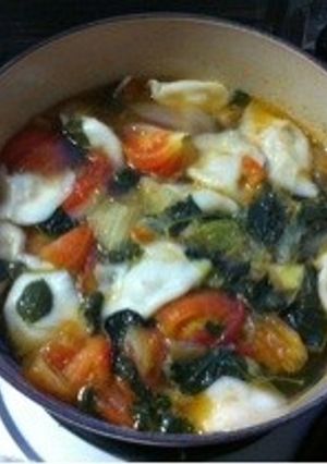 夏野菜☆トマトとモロヘイヤ☆水餃子酸辣湯-レシピのメイン写真