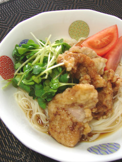 ぶっかけそうめん☆から揚げON-レシピのメイン写真